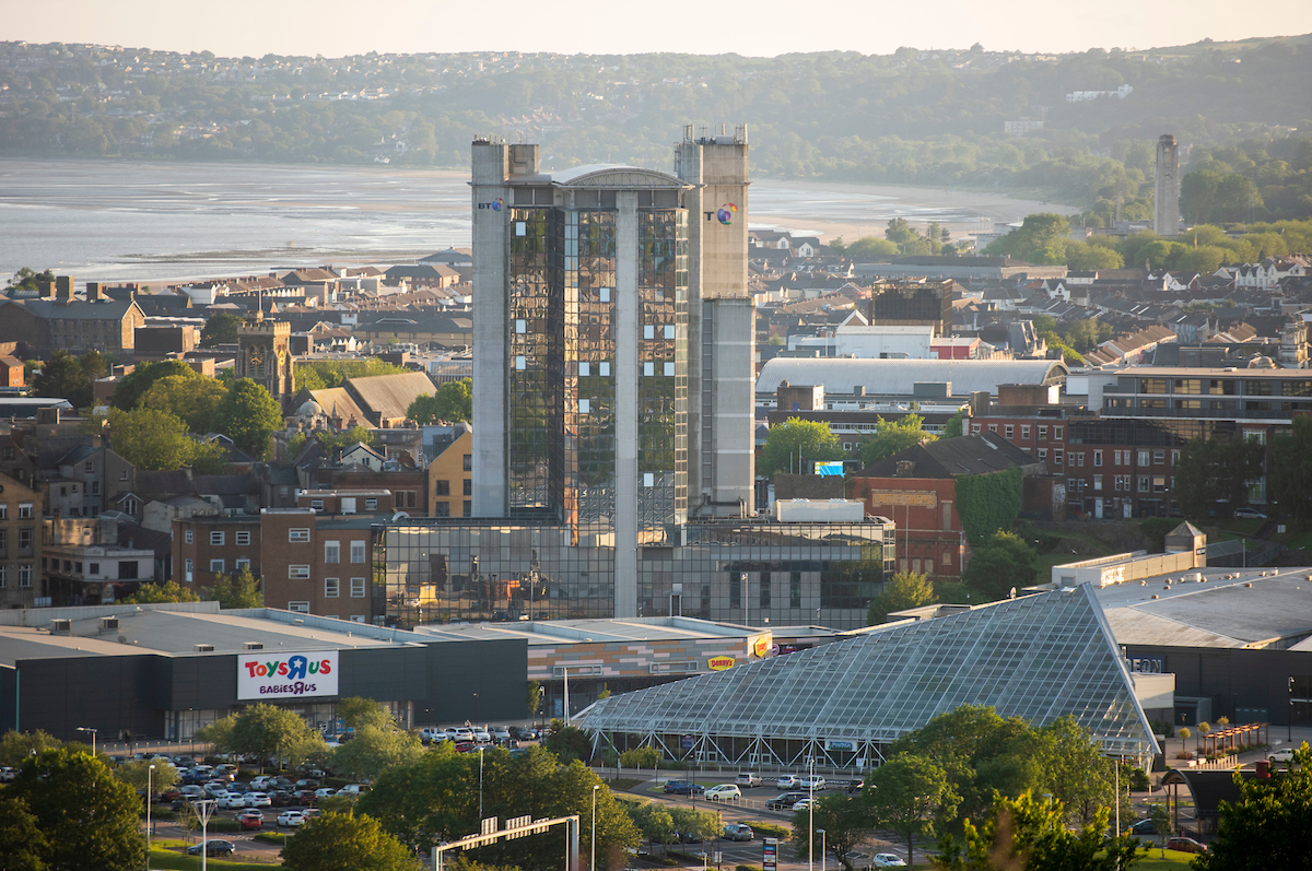 BT Tower, Parc Tawe and bay